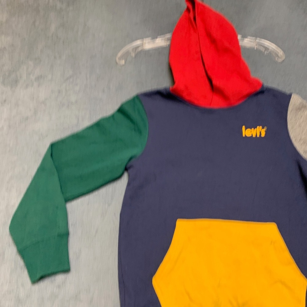 Levi's Essentials Hoodie Boys Medium Multicolor Colorblock Fleece Lined Comfy - Picture 3 of 15